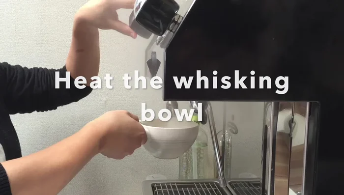 Soften the bamboo whisk (Cha Sen) in hot water to prevent breakage and improve whisking.