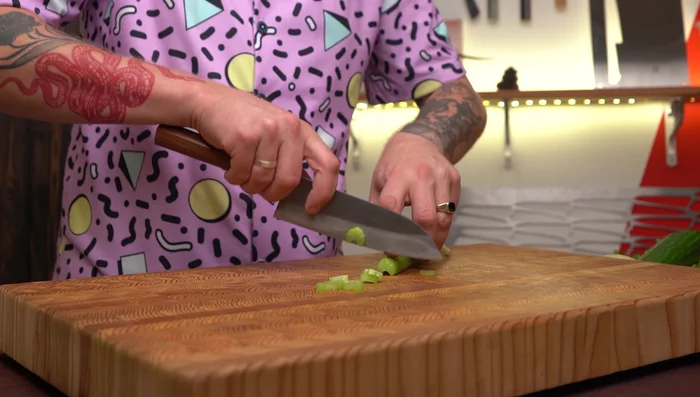 Slide the knife forward or backward, avoiding pushing straight down.