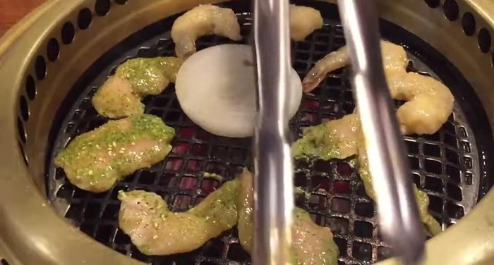 Serve the Harami and Garlic noodles.