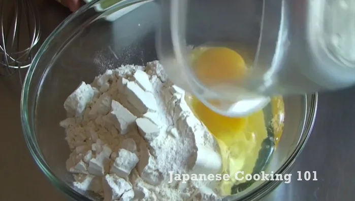 Make the batter: In a bowl, whisk together all-purpose flour, eggs, milk, and oil until well combined.