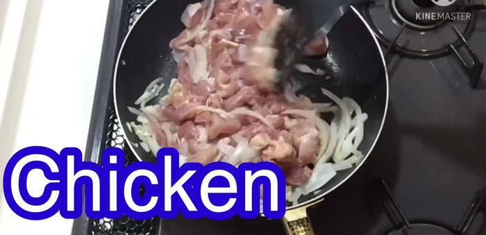 Add the chicken pieces to the pan and cook until golden brown.