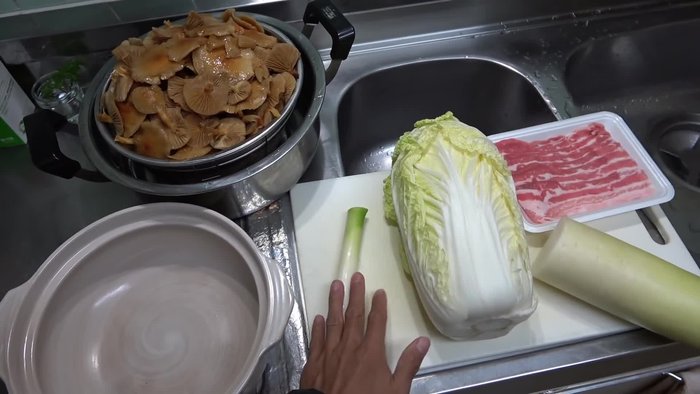 Add pork belly.