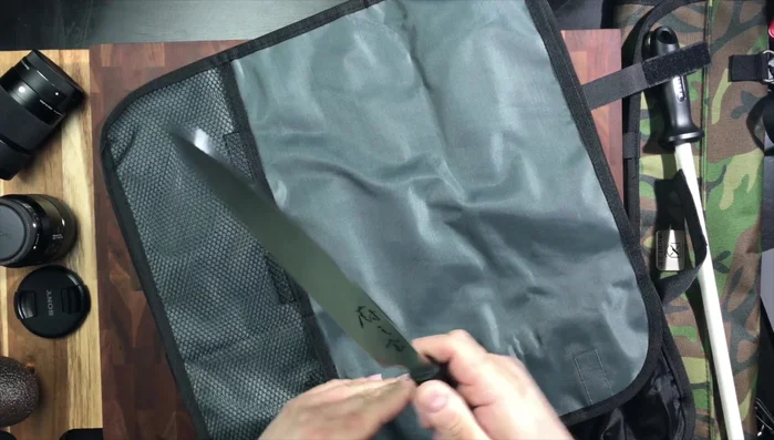 Mercer Yanagiba sashimi knife in roll