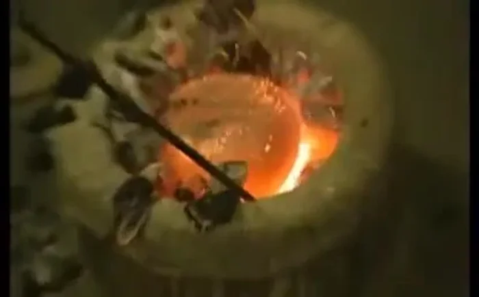Iron heated in charcoal for rust-proofing.