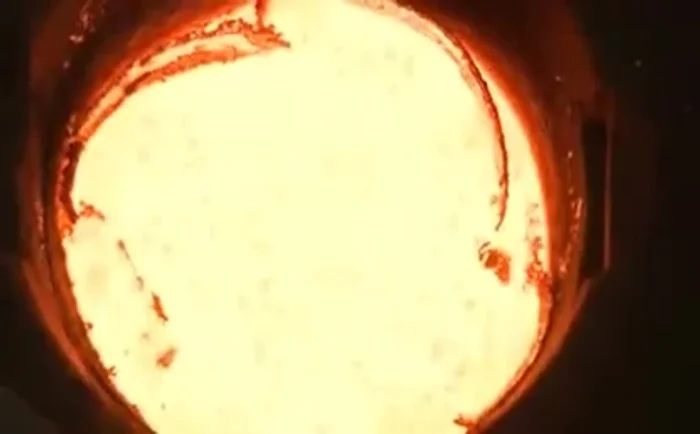 Molten iron in Nambu Tekki casting