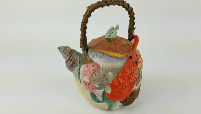 Hand-painted Banko teapot with fish