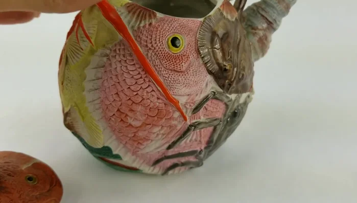 Rare Banko pottery fish teapot