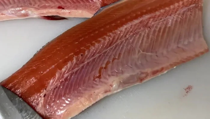 MAC Knife slicing salmon fillet