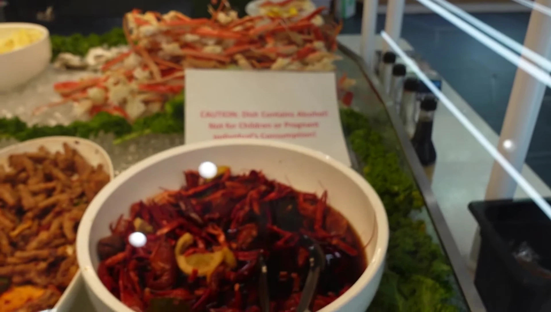Seafood buffet with crawfish and crab