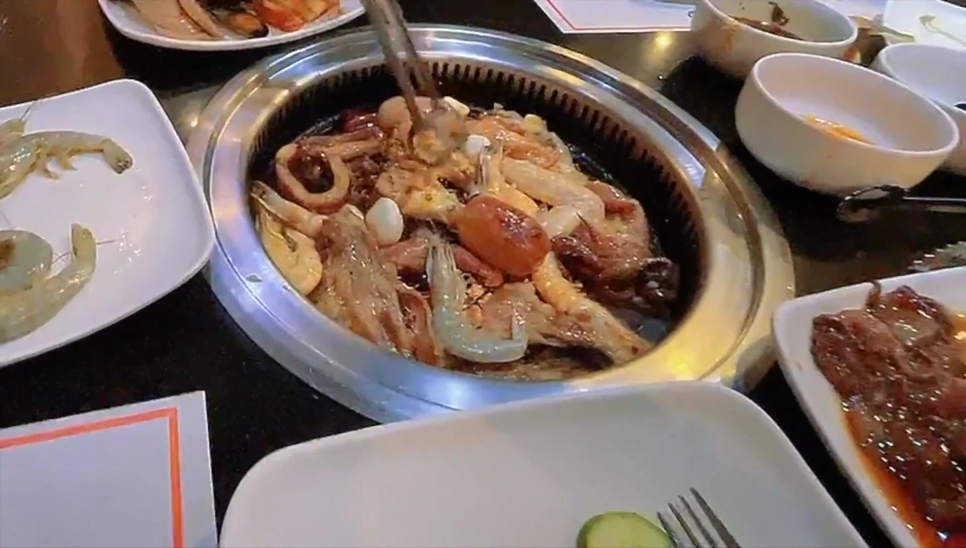 Close up of prepared shrimps