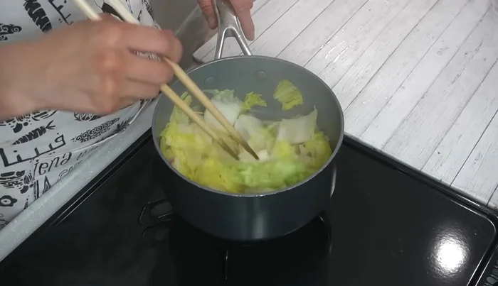 Add sugar, stir well, and cook for about 30 seconds.