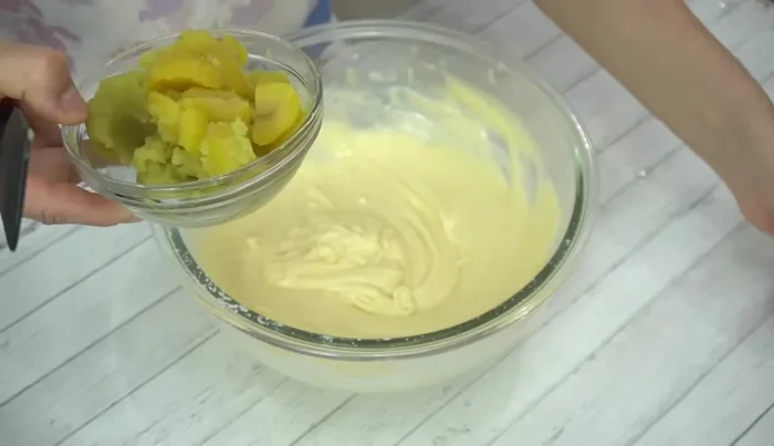 Reserve some chestnuts for topping, then add the remaining chestnuts to the batter and mix.