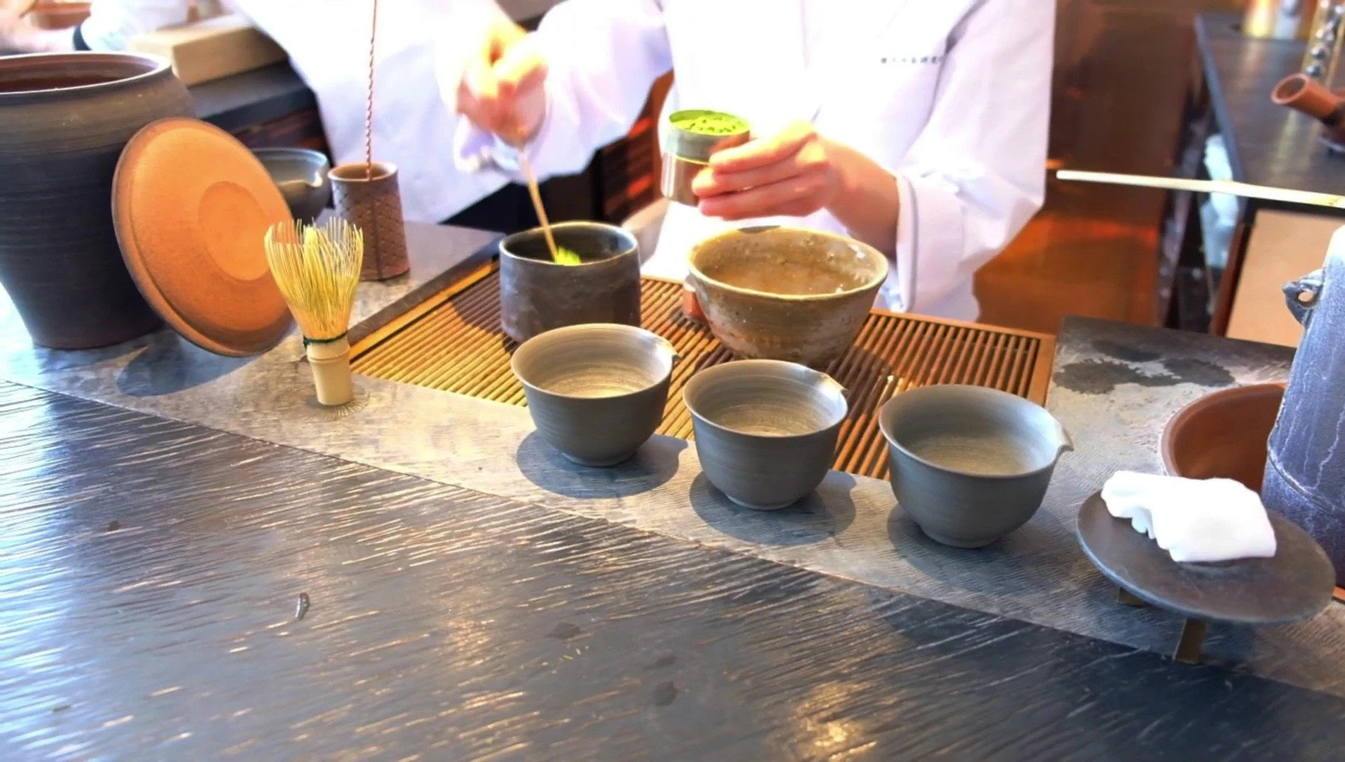 Japanese tea ceremony preparation