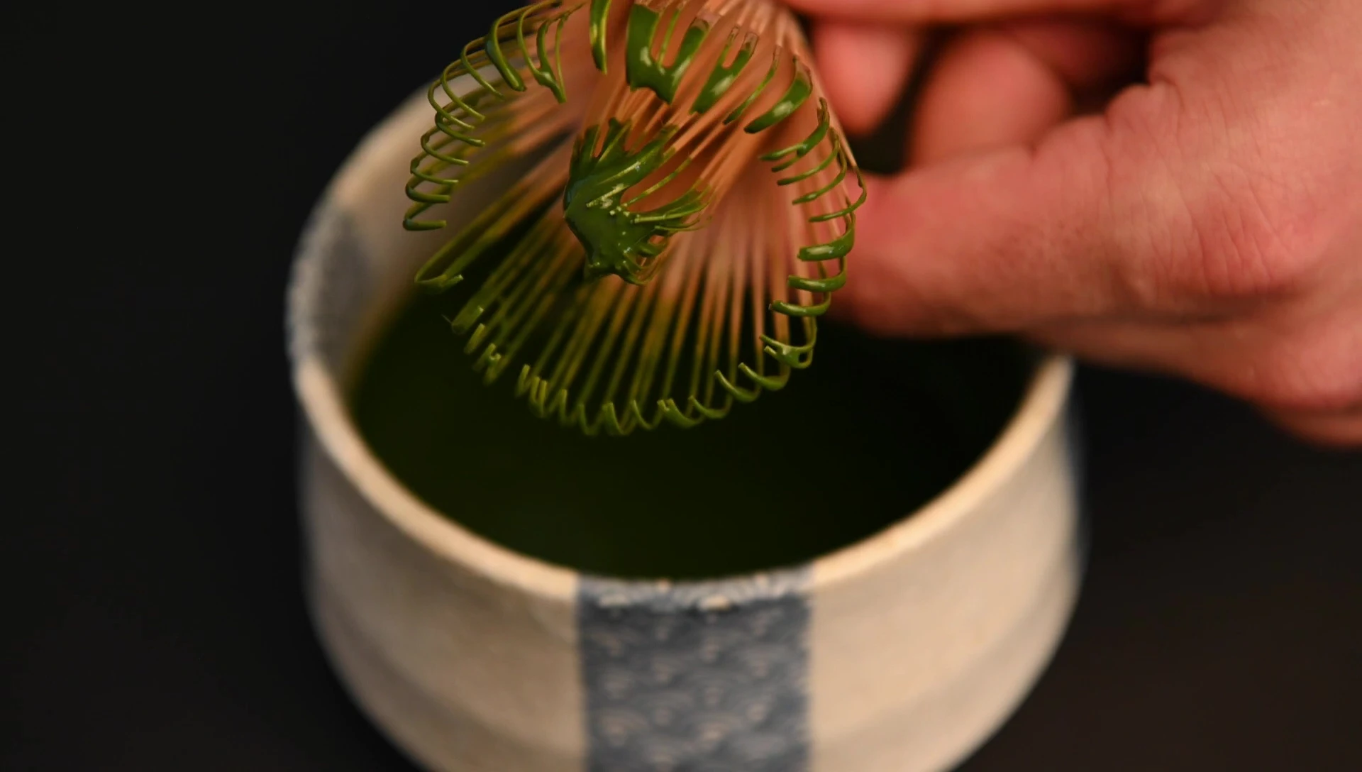 Bamboo matcha whisk in a bowl