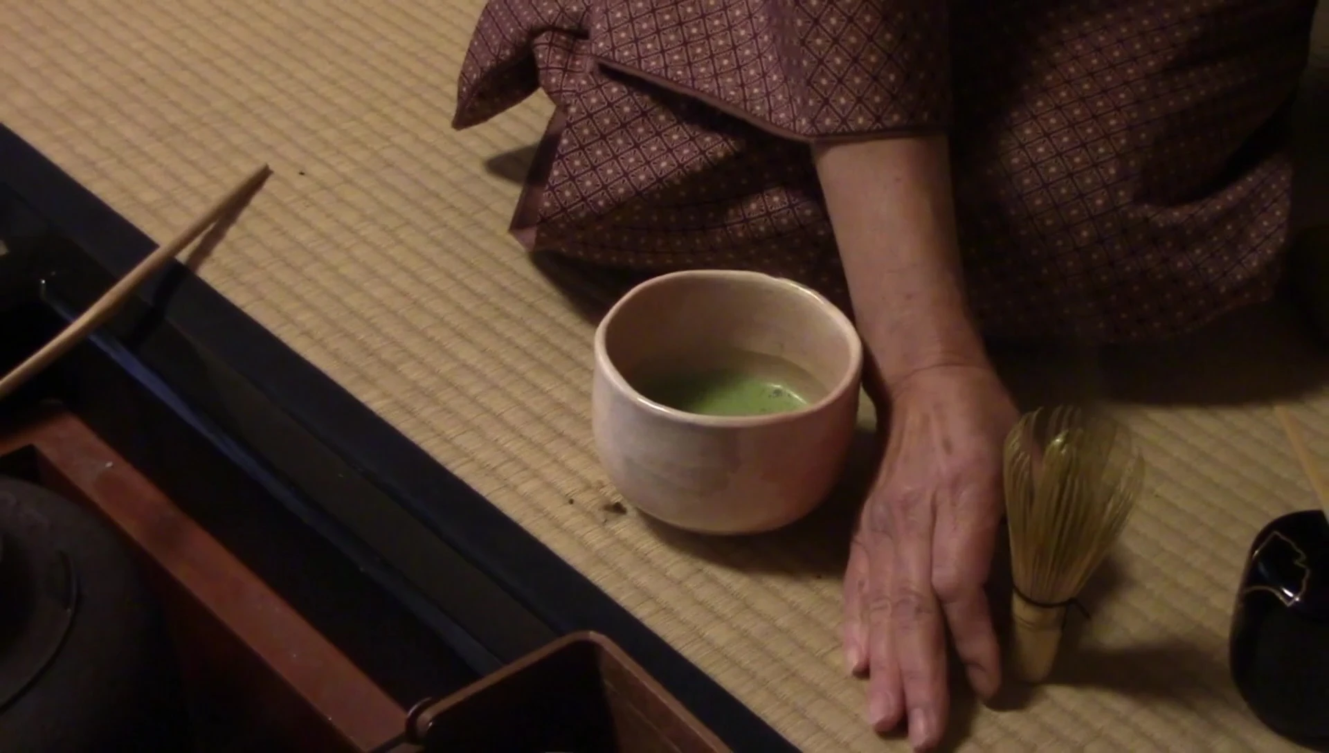 Matcha tea ceremony, whisk, bowl