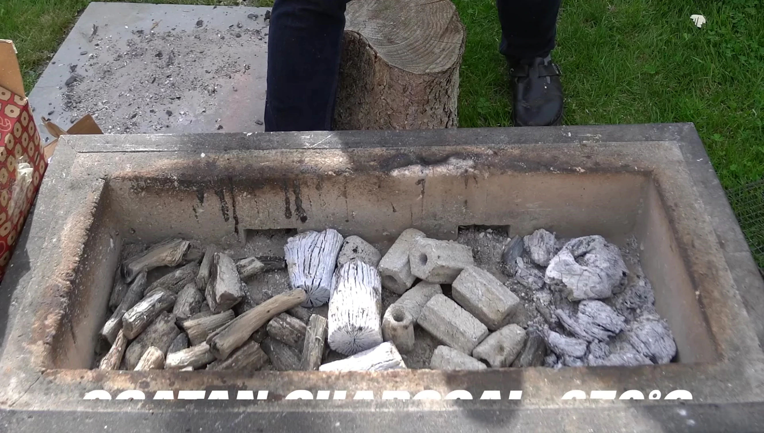 Ogatan charcoal burning at 670°C