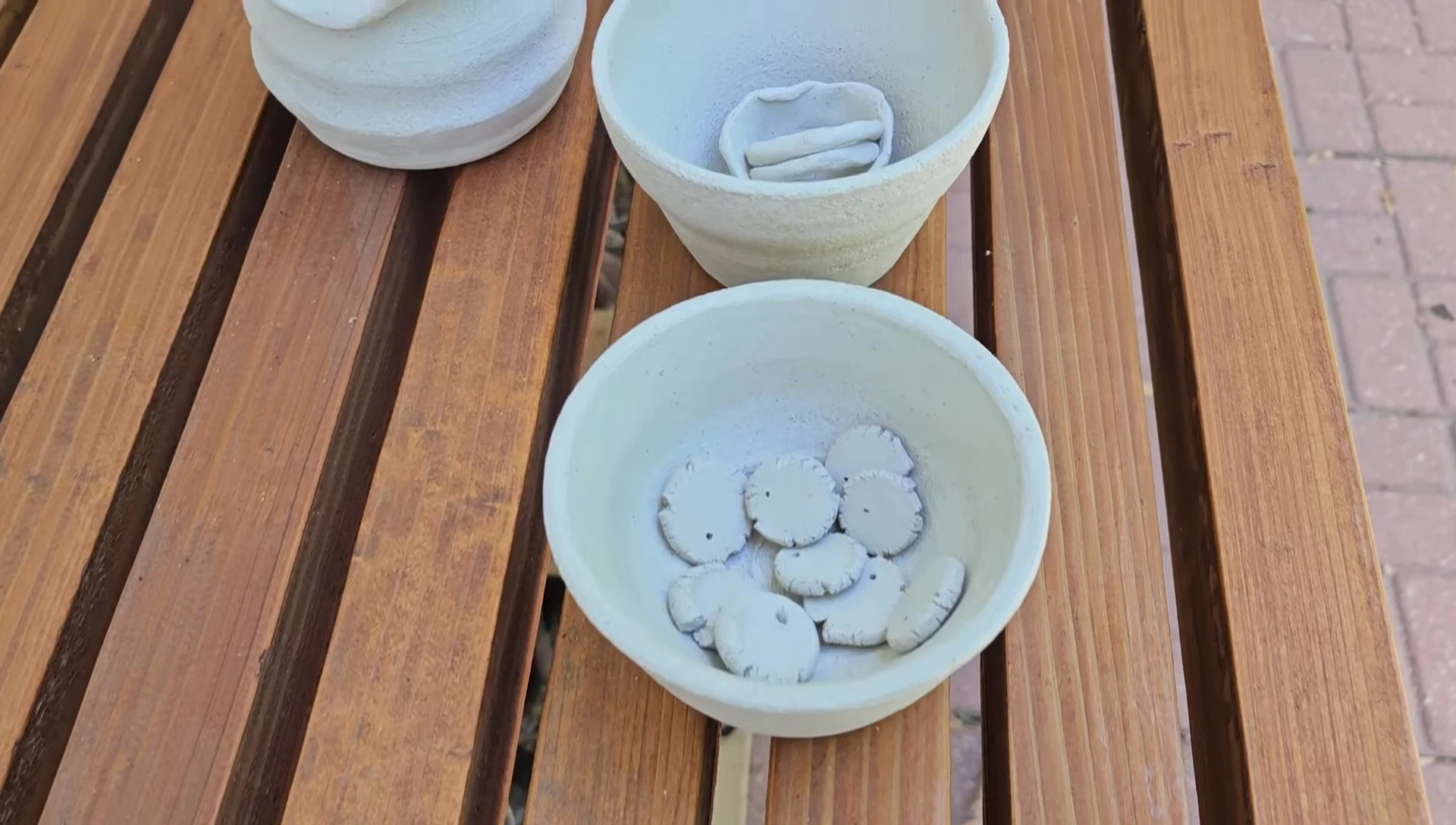 Raku pottery pieces ready for firing.