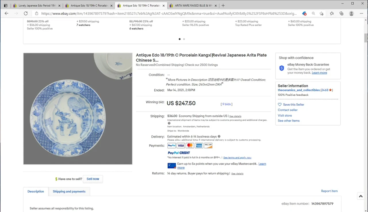 Edo-period blue and white plate