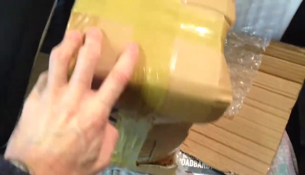 Double-boxed vase, bubble-wrapped for shipping