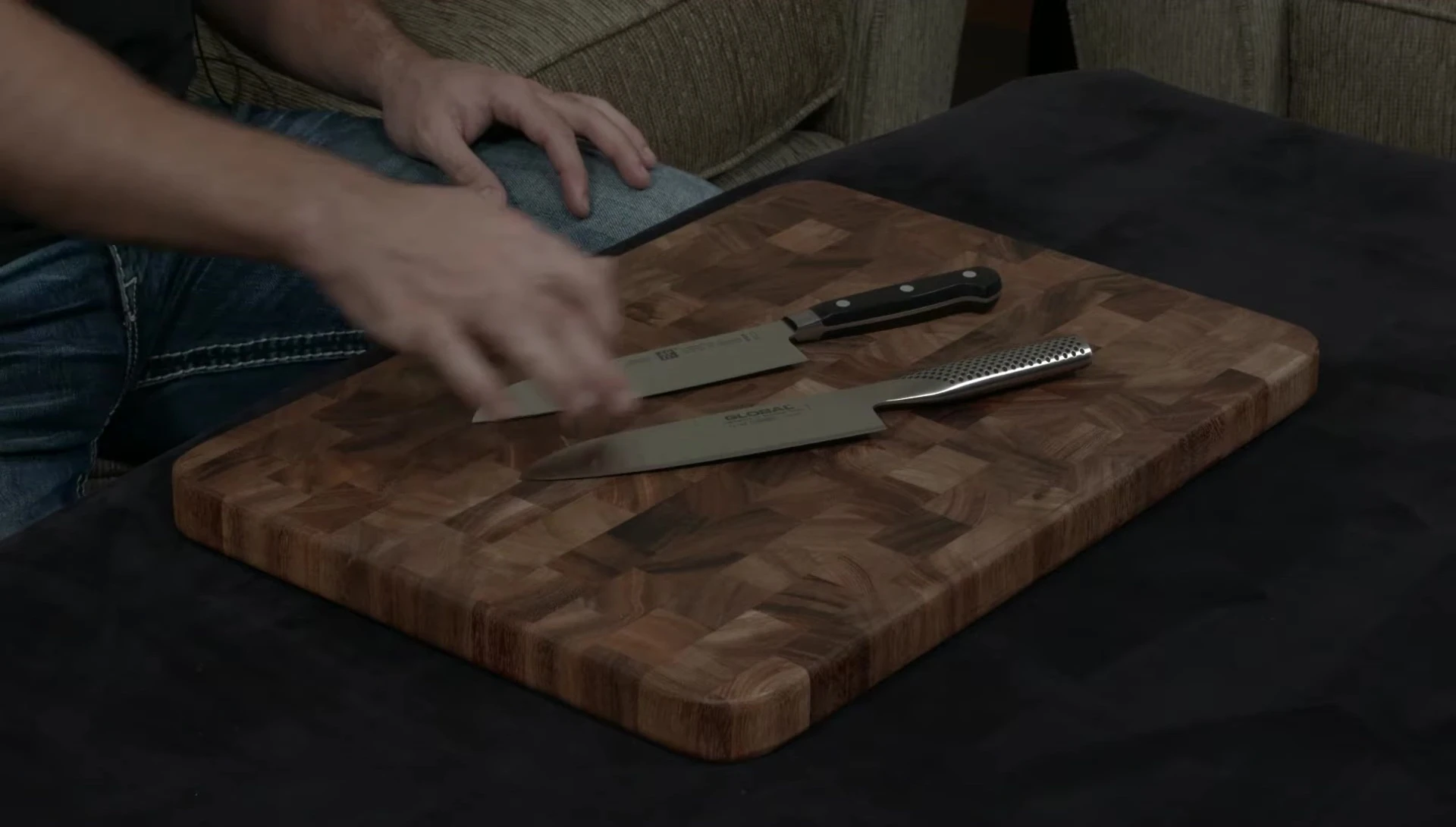Zwilling and Global Santoku knives