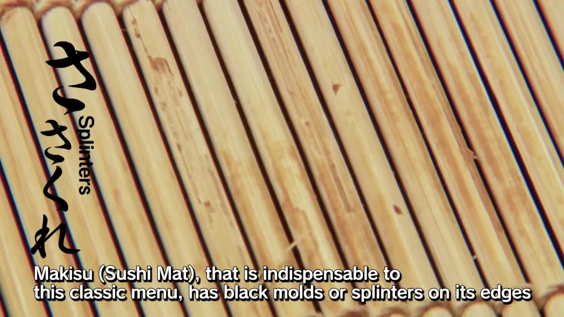 Damaged bamboo sushi rolling mat