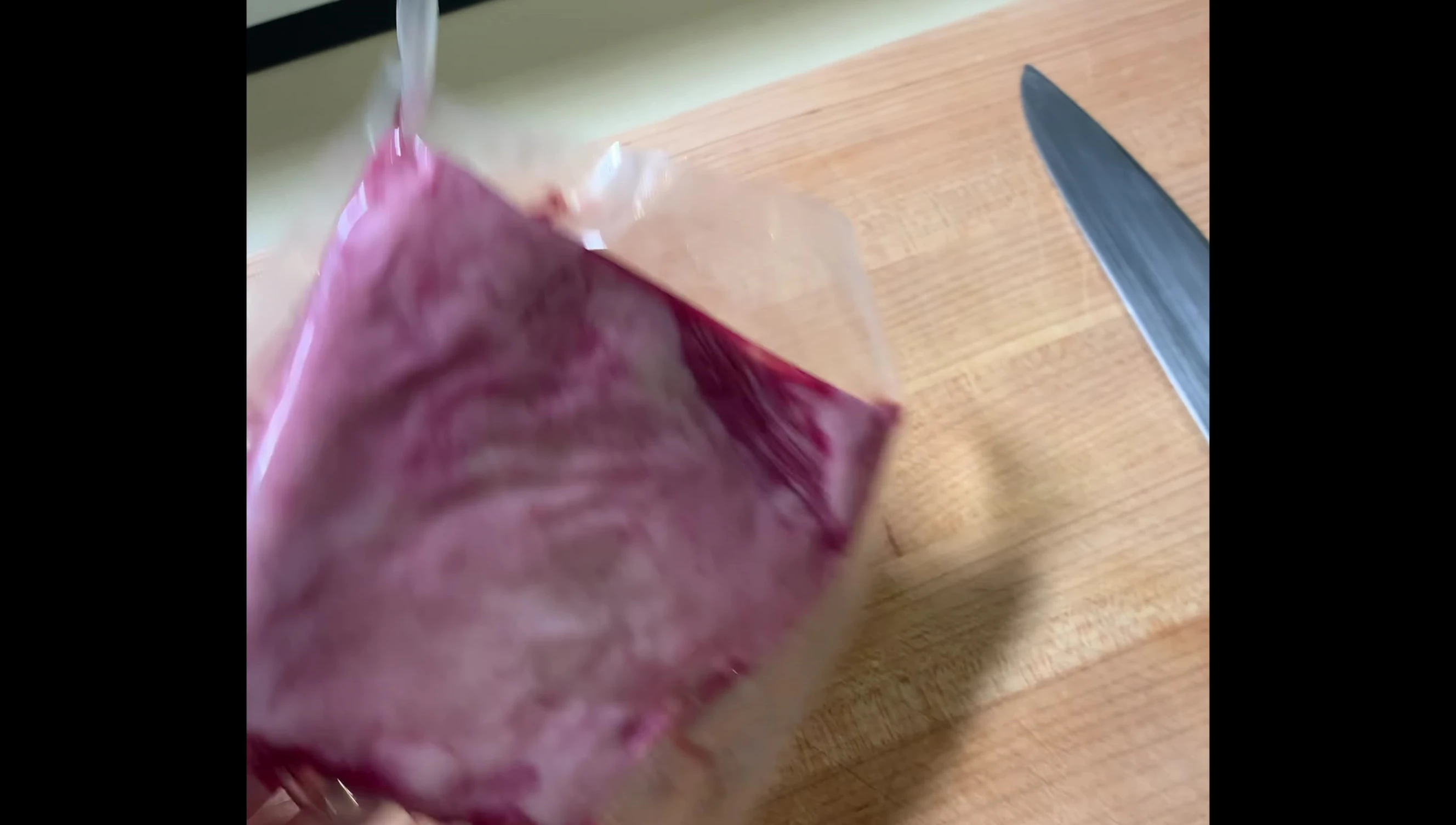 Wagyu zabuton sliced for skewers