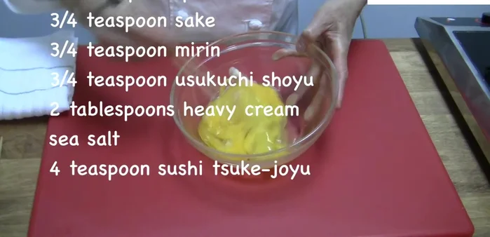 Break the eggs and separate the egg whites from the yolks. Gently whisk together the egg whites and yolks.