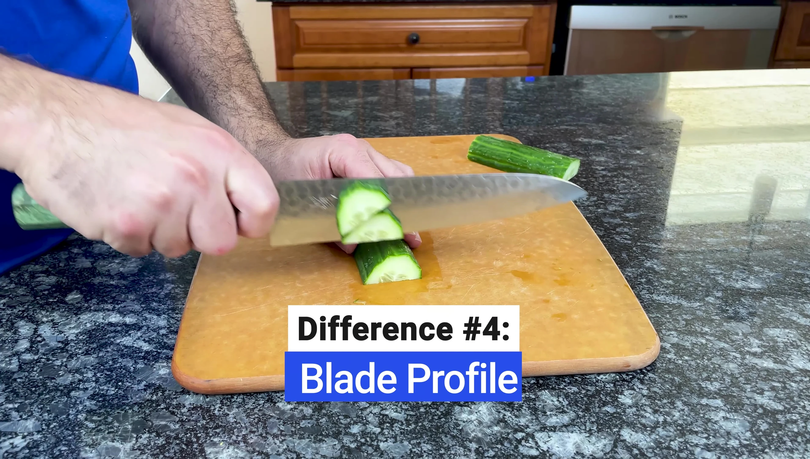 Japanese knife demonstrating the straight blade profile