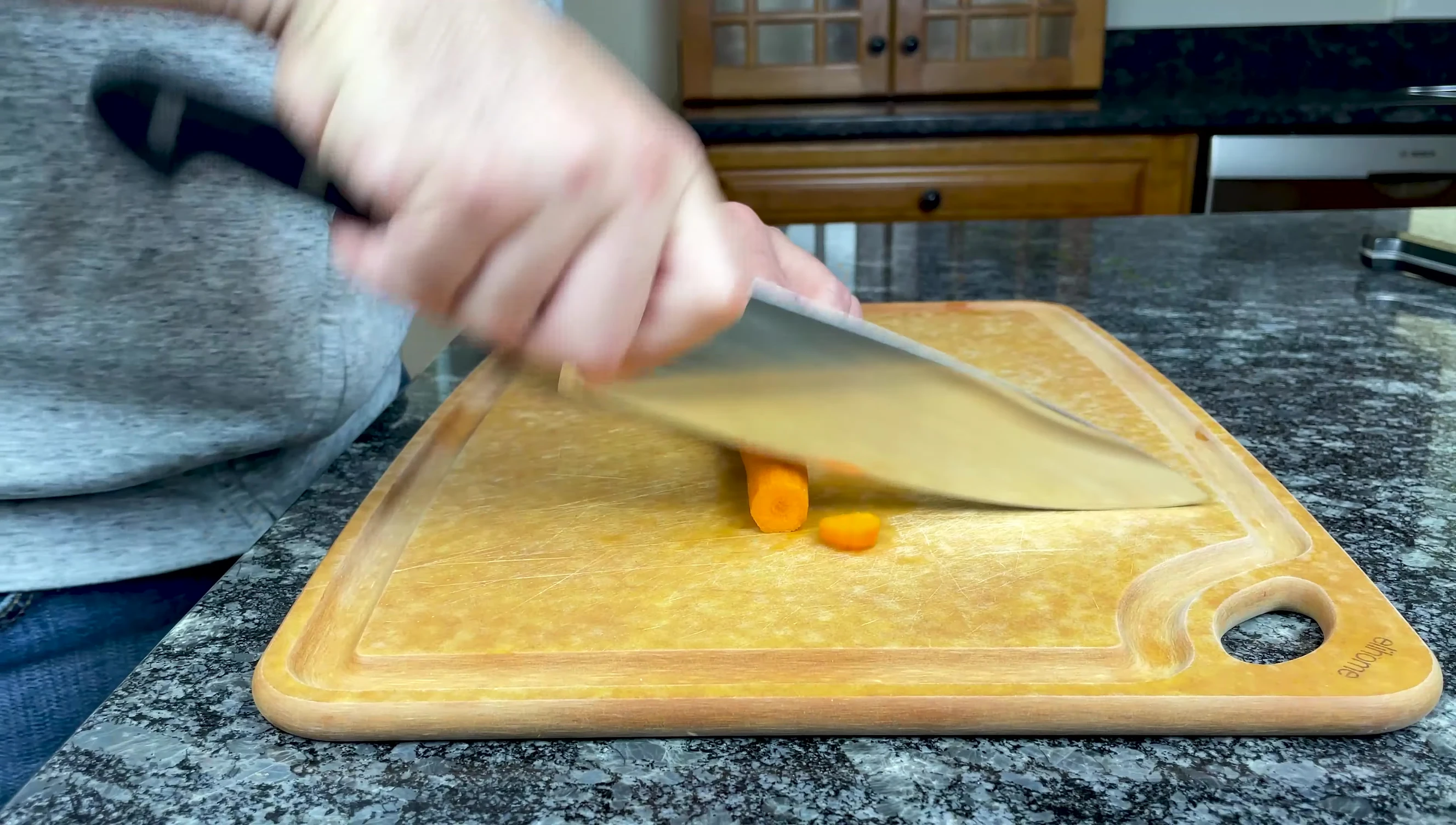 German knife showcasing the curved blade profile