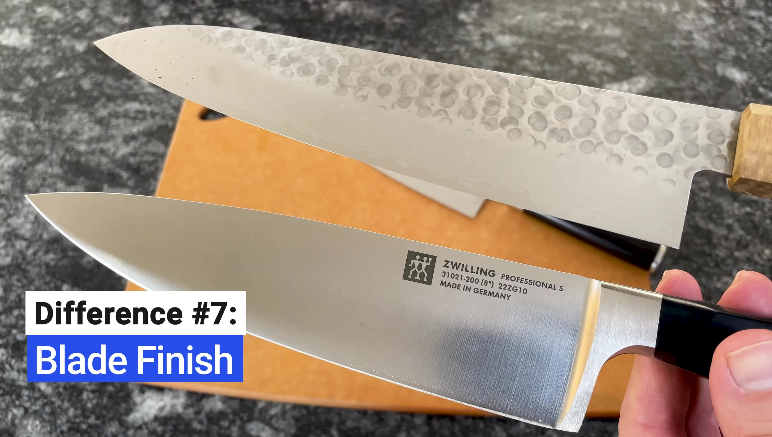 A German knife with a smooth blade finish