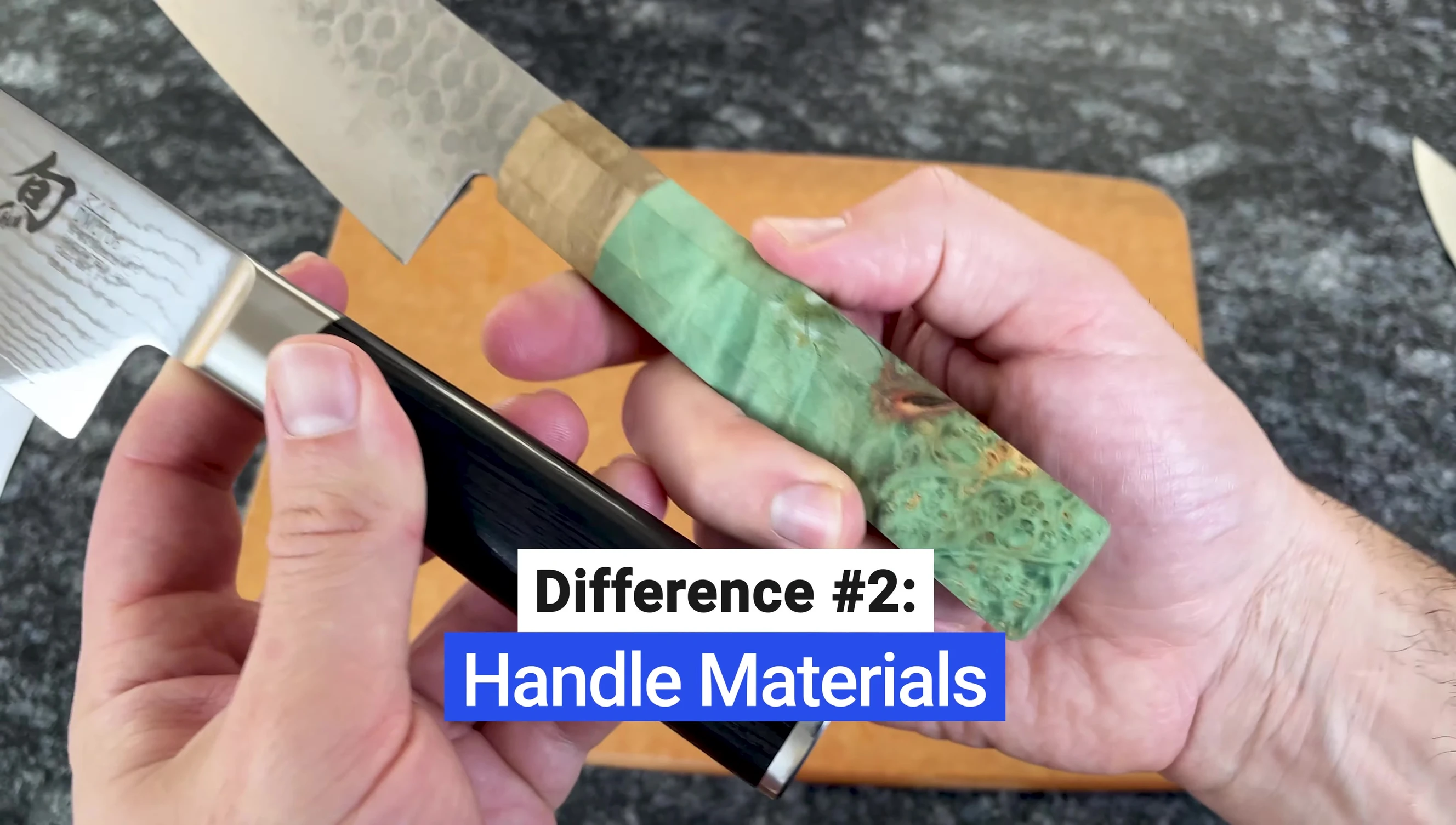 Example of a Japanese knife with a wood handle
