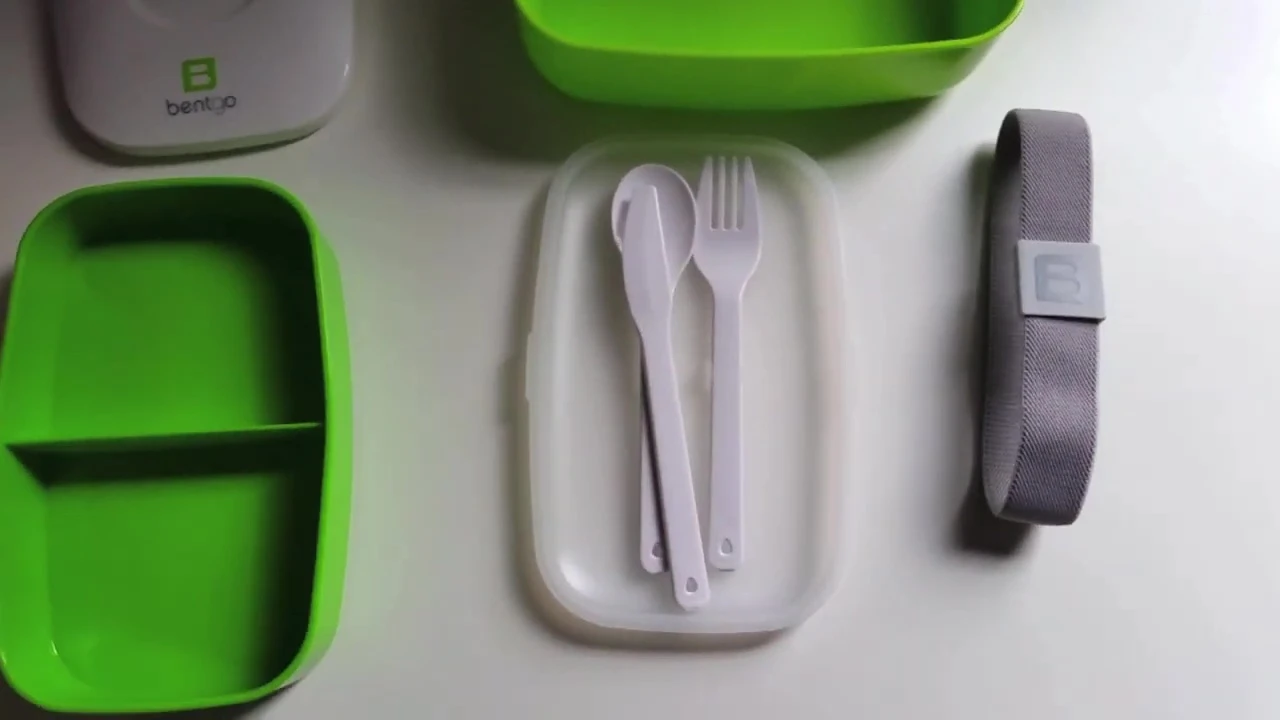 The lunchbox being compared against the reviewer's hand to show its size.