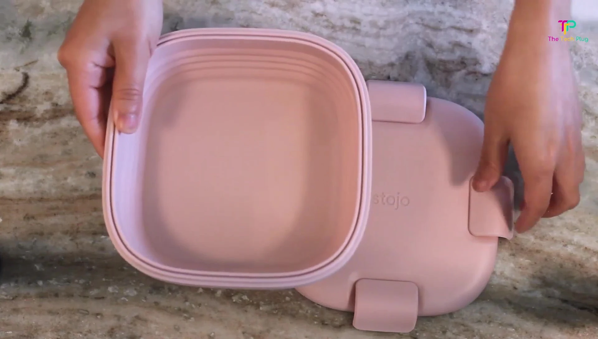 The Stojo Collapsible Box showing its size when collapsed.