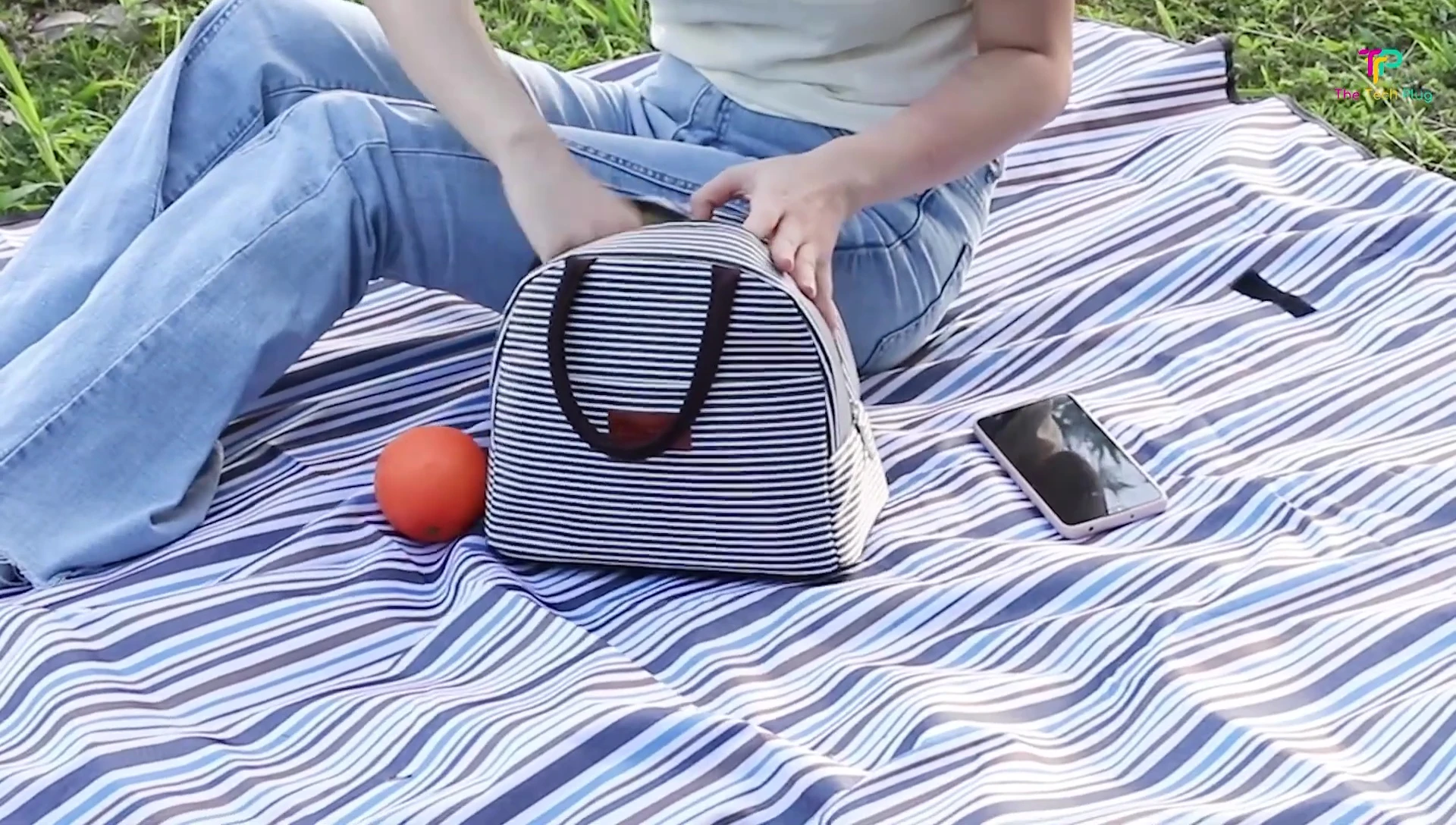 The Built Gourmet Getaway Lunch Tote Bag showcasing its soft neoprene material.