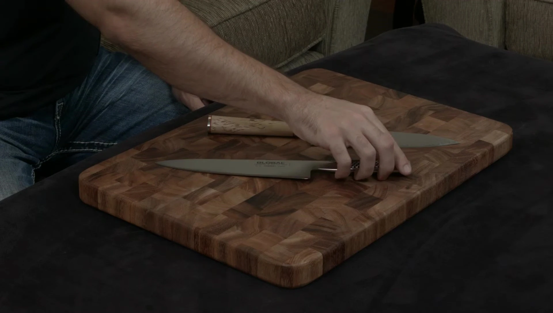 Close-up of the Global knife blade.