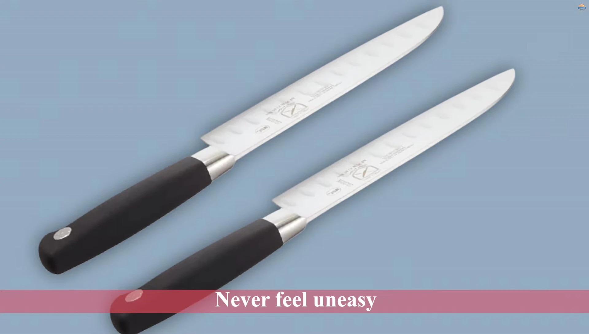 Hand holding the Mercer knife showcasing the handle