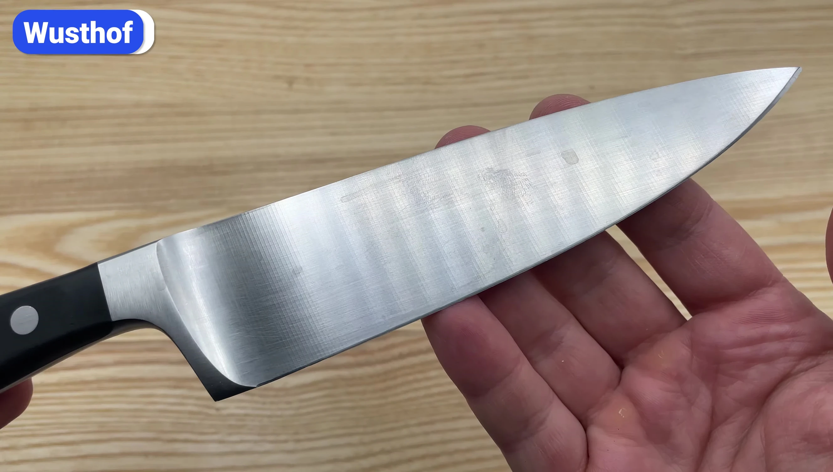 Close-up of Wüsthof knife blade