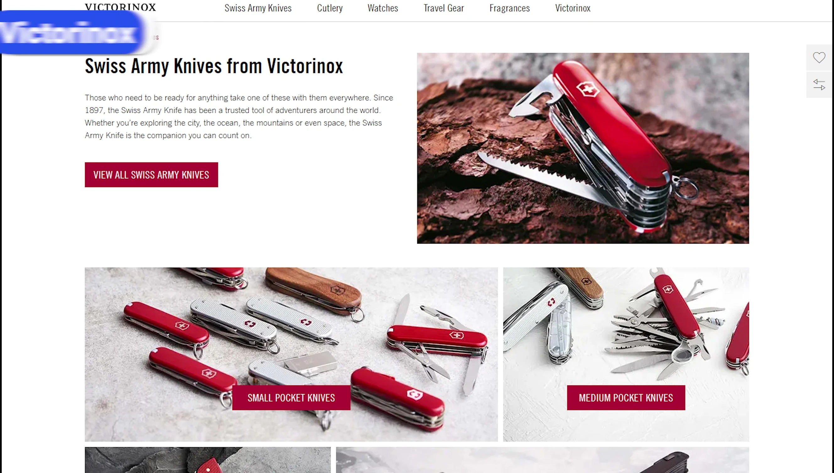 Victorinox logo and knives