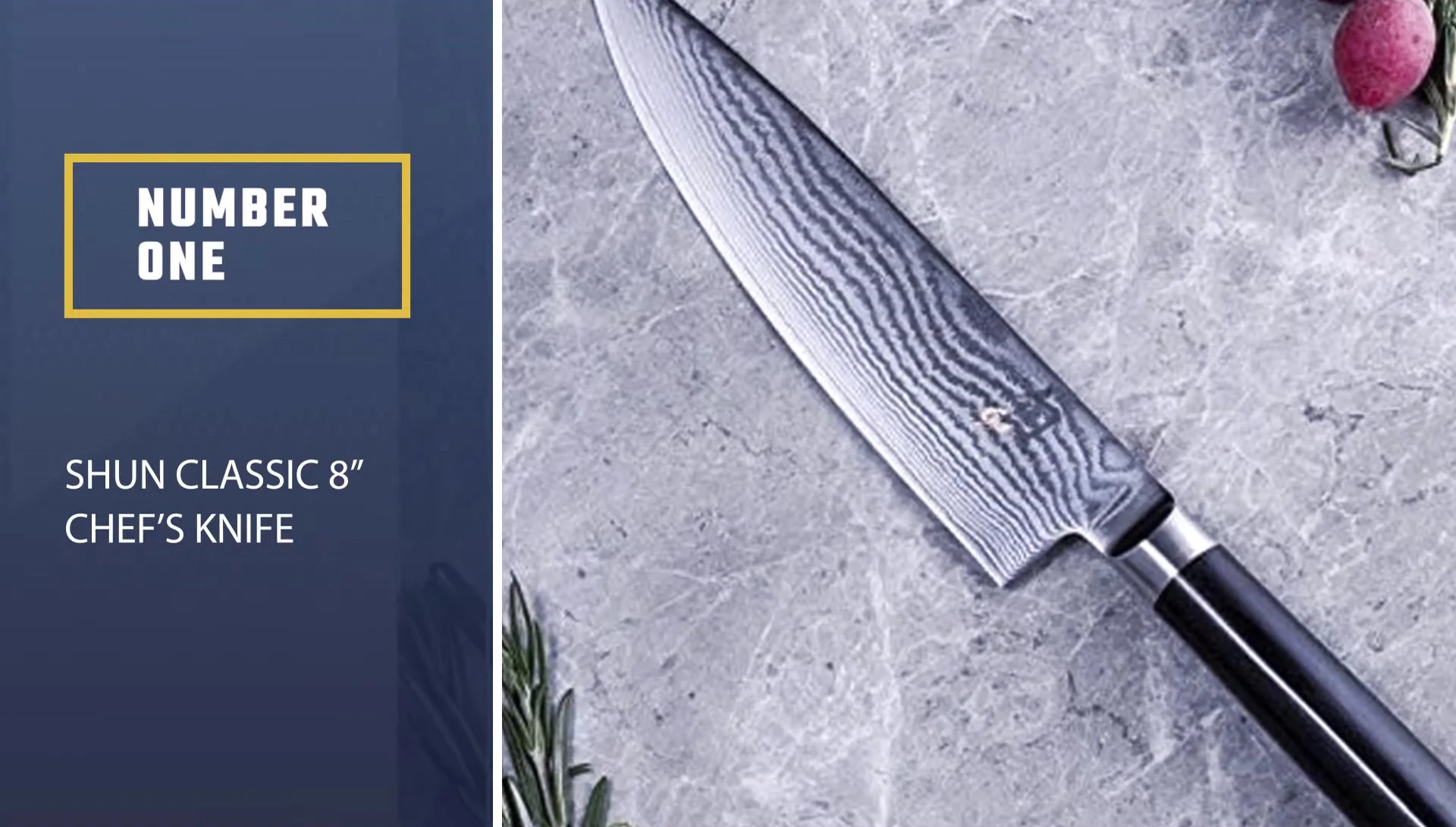 Close-up of the Shun Classic chef's knife