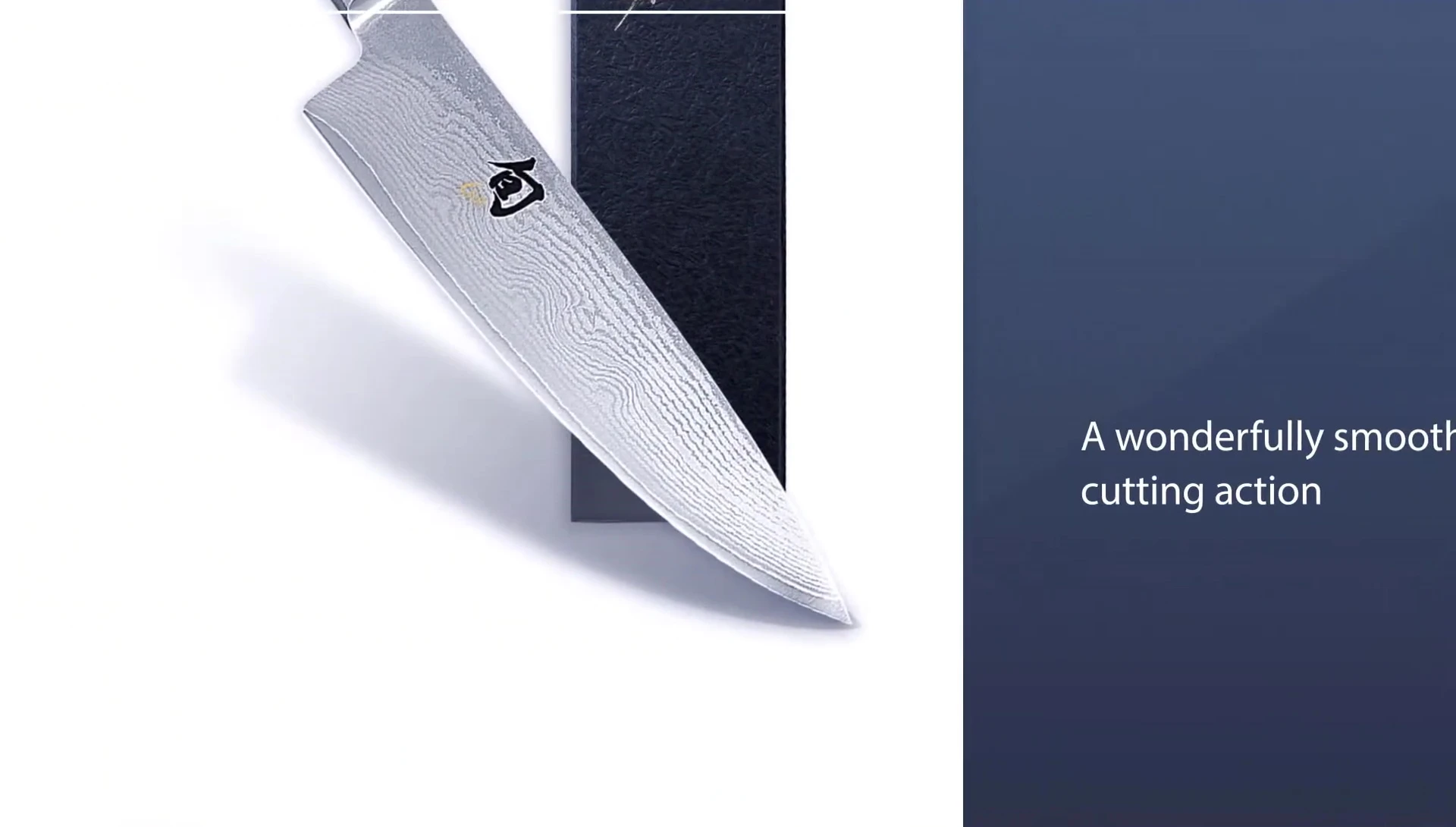 Hand holding the Shun Classic knife, showcasing the handle