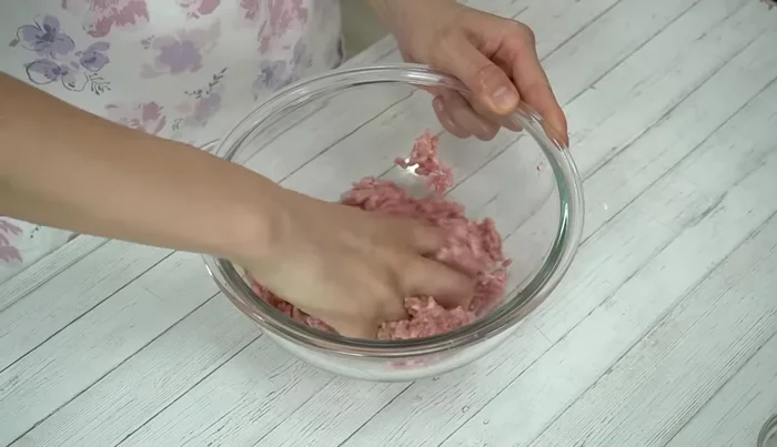 In a bowl, combine ground meat, salt, pepper, potato starch, mayonnaise, breadcrumbs, and egg. Knead well.