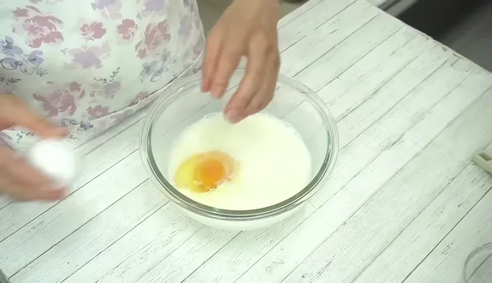 Add the eggs (at room temperature) and mix well.