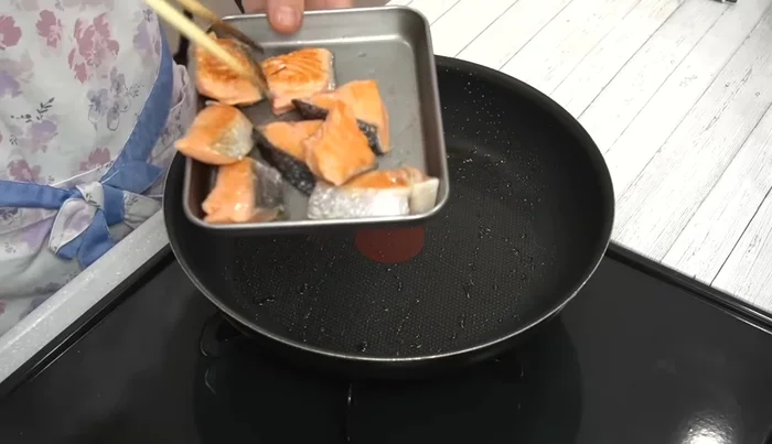 Remove the salmon from the pan and set aside.