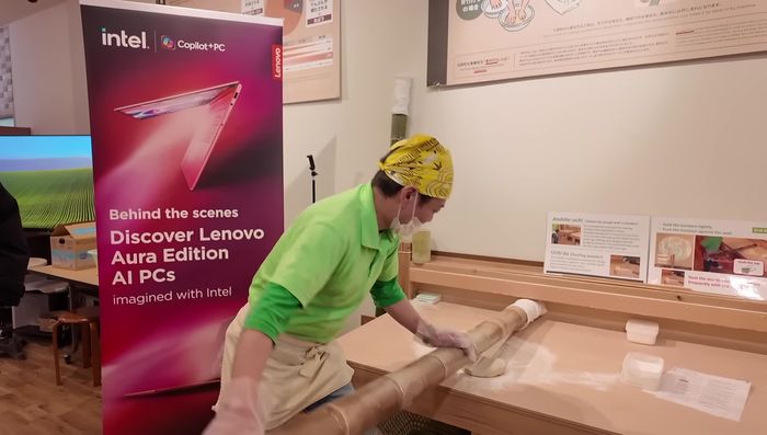 Continue rolling and flattening until the dough reaches the desired consistency for ramen noodles.