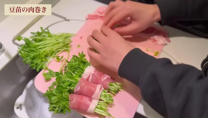 Clear Meat Rolls: Wrap pork, add salt, pepper, sake. Microwave 5 minutes.