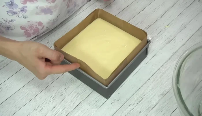 Pour batter into prepared pan, and gently tap the pan 23 times to remove large air bubbles.