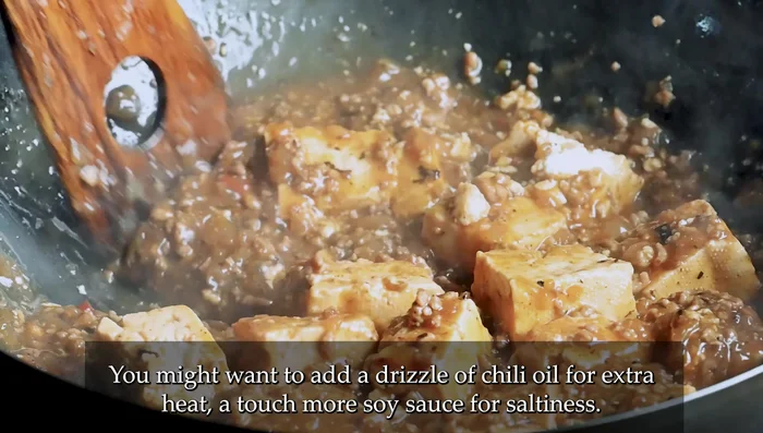 Taste and adjust seasoning as needed. Add chili oil, soy sauce, or sugar to balance flavors.