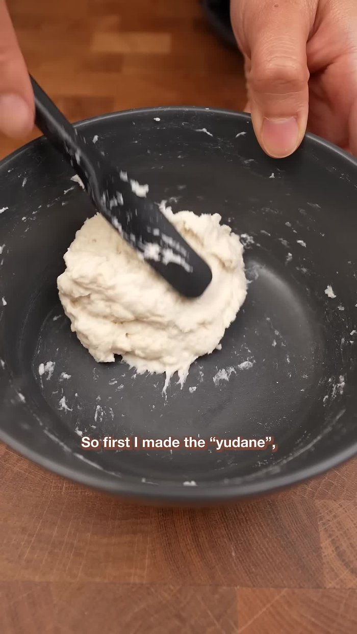 Make the Udan: Mix a percentage of flour with boiling water and let it rest overnight. (This step helps create a softer, moister bread)
