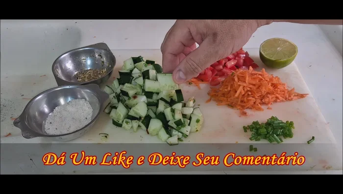 Cut the cucumber into eighths, then into smaller pieces.
