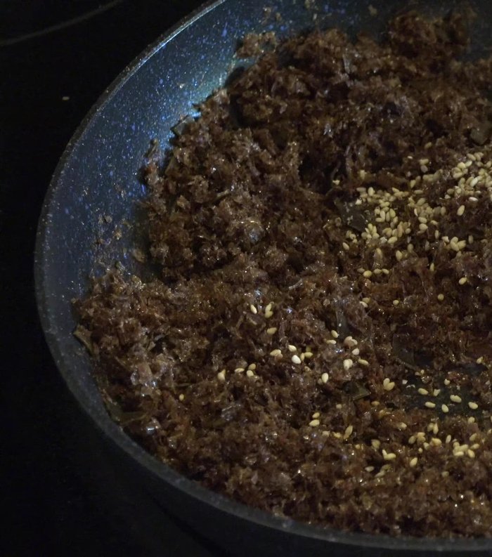 Add sesame seeds and pine nuts; cook for 5 more minutes. (126.17)